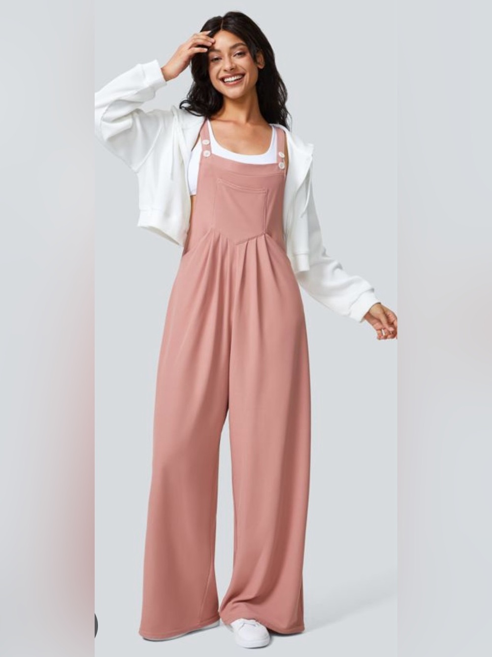 Women’s HALARA Wide-Leg Pink Pants Overalls Jumpsuit size L